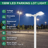 LFD Lighting 150W White Housing LED Parking Lot Light-140 LM/W-AC 100~277V-300W Metal Halide Equivalent-CCT 5000K-DLC 5.1+UL Listed