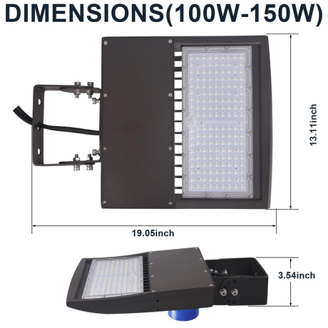 LFD Lighting 100W LED Shoebox Light-LED Parking Lot Light-With Dusk to Dawn Photocell-14,000 Lumens-CCT 5000K-UL+DLC 5.1