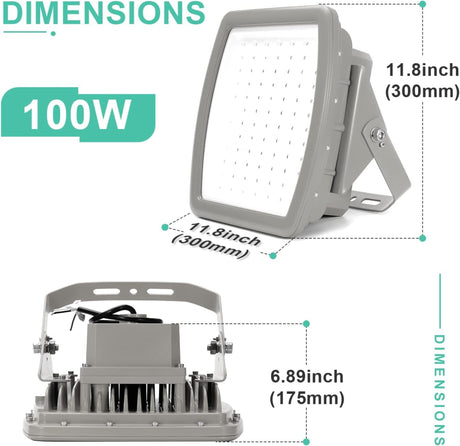 100W Led Explosion Proof Light for Class 1 Division 2 Hazardous Locations-13000 Lumens-250W MH Equivalent-CCT 5000K-5 Years Warranty