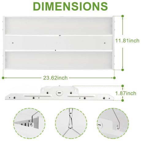 LFD Lighting 2 Pack-2ft LED Linear High Bay-165W-23,100LM-CCT 5000K-Plug In & Play Sensor Optional-UL+DLC 5.1