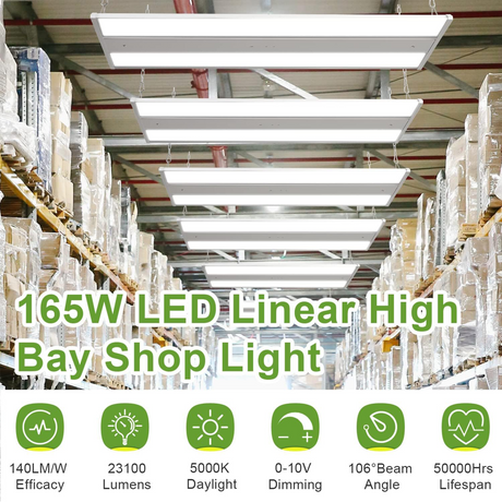 LFD Lighting 2 Pack-2ft LED Linear High Bay-165W-23,100LM-CCT 5000K-Plug In & Play Sensor Optional-UL+DLC 5.1