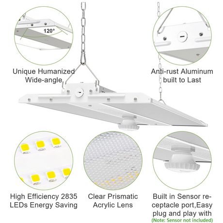 LFD Lighting 2 Pack-2ft LED Linear High Bay-165W-23,100LM-CCT 5000K-Plug In & Play Sensor Optional-UL+DLC 5.1