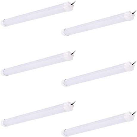 LFD Lighting 6 Pack 4FT 40W LED Triproof Light Fixtures – 120W Fluorescent Garage Lighting Replacement Vapour Proof–CCT 5000K Daylight-UL DLC Listed