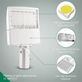 LFD Lighting 150W White Housing LED Parking Lot Light-140 LM/W-AC 100~277V-300W Metal Halide Equivalent-CCT 5000K-DLC 5.1+UL Listed