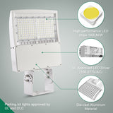 150W LED Pole Light-White Housing-AC 277~480V-450~500W MH Equivalent-CCT 5000K-21,000 Lumens-5 Years Warranty