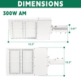 LFD Lighting 300W White LED Parking Lot Light-42,000 Lumens-AC 100~277V-Slip Fitter Mount-1000W Metal Halide Equivalent-5000K-DLC UL Listed