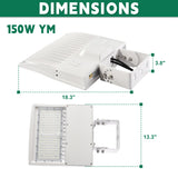 150W LED Pole Light-White Housing-AC 277~480V-450~500W MH Equivalent-CCT 5000K-21,000 Lumens-5 Years Warranty