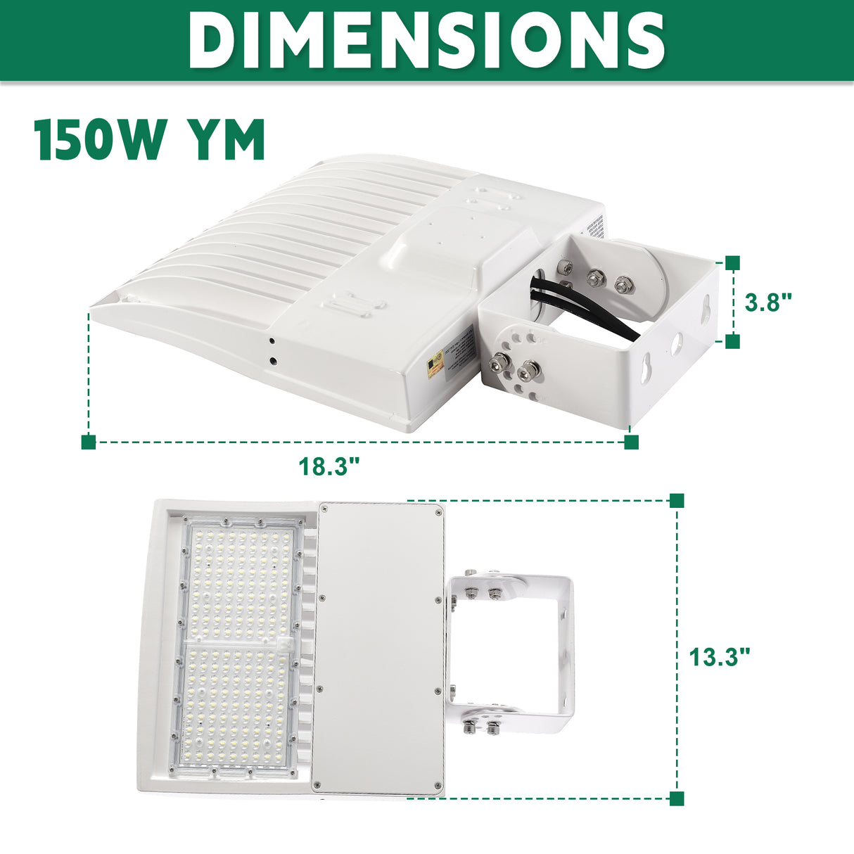 LFD Lighting 150W White Housing LED Parking Lot Light-140 LM/W-AC 100~277V-300W Metal Halide Equivalent-CCT 5000K-DLC 5.1+UL Listed