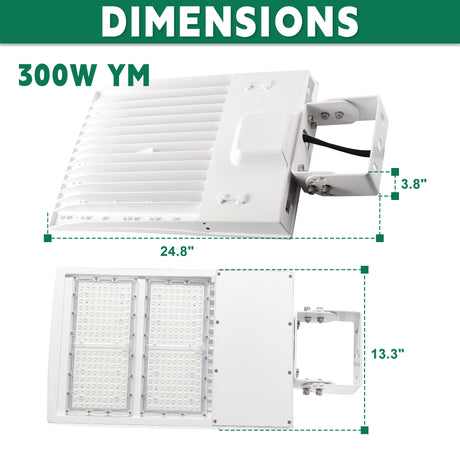 LFD Lighting 300W White LED Parking Lot Light-42,000 Lumens-AC 100~277V-Slip Fitter Mount-1000W Metal Halide Equivalent-5000K-DLC UL Listed