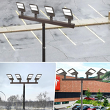 180 Degree Low Profile Bullhorn with 4 Arms-180 Degree Vertical Tenon Bullhorn Bracket for 4 Lights, 2-3/8 in Slip Fitter Light Mounting for Parking Lot Pole Bracket Dark Bronze Heavy Steel