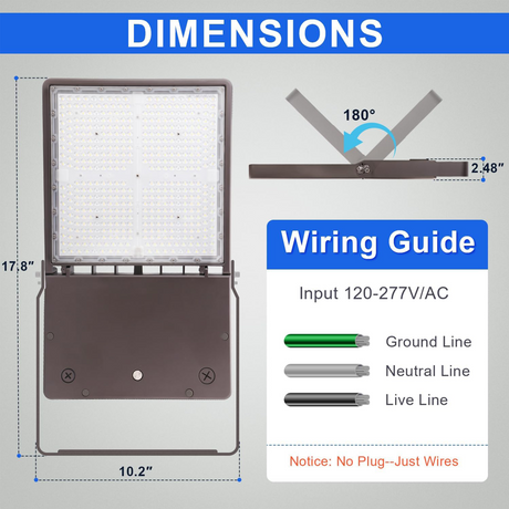 LFD Lighting 300W Led Flood Light-Area Light-45,000 Lumens-AC 120~277V-CCT 5700K-UL-5 years warranty