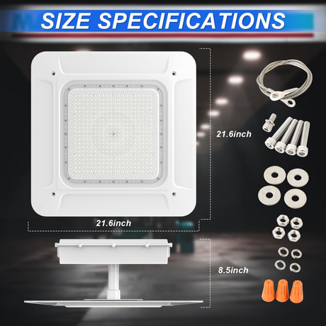 LFD Lighting 240W LED Canopy Gas Station Light-Color Temperature-CCT 5700K-Surface Mount-Lumen Output 43200 Lumens (1000W HID/HPS Replacement)  IP65 Waterproof 120-277V-DLC UL Listed