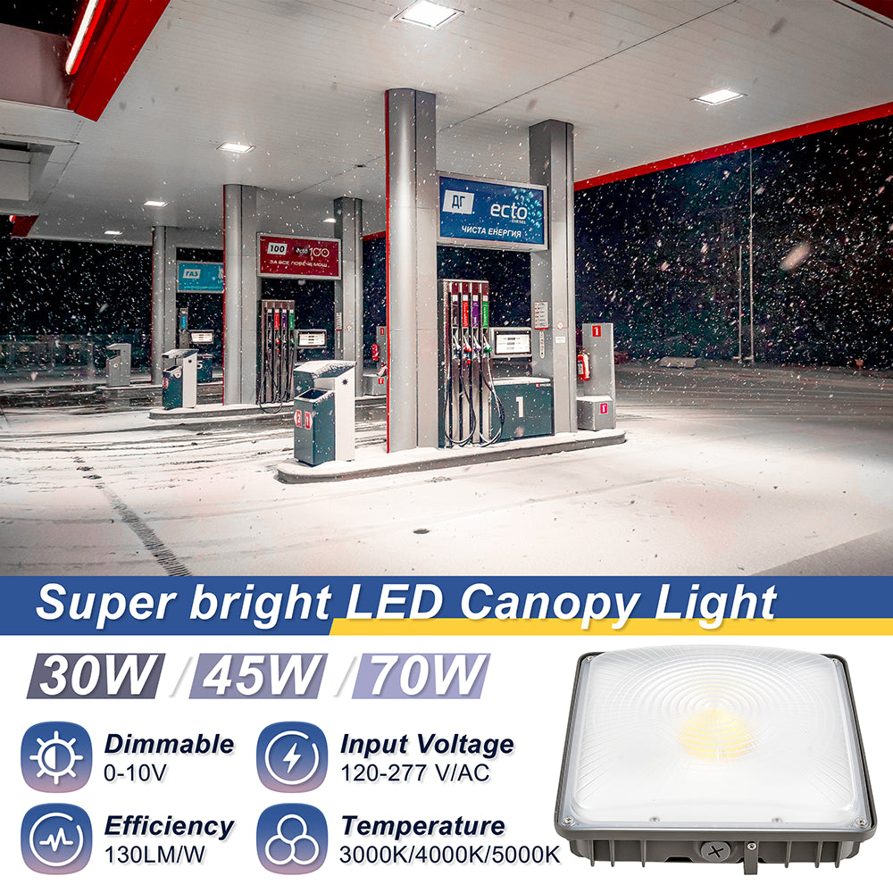 30W/45W/70W-LED Parking Garage Canopy Light-Selectable CCT & Wattage