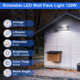 LFD Lighting 120W Rotatable Led Wall Pack Light-15,600 Lumens-250W Metal Halide Equivalent-CCT 5000K-DLC +UL Listed