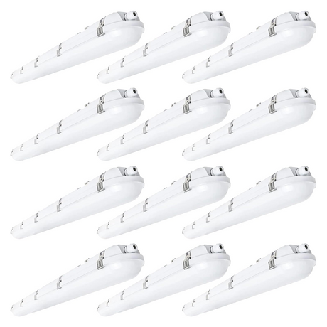 6 Pack-4FT LED Vapor Tight Light,Wattage 30W/40W 60W CCT 3000K/4000K/5000K LED Vapor Proof 4ft Light Fixture for Cold Storage Facilities, Car Washes, Parking Garages, ETL Listed