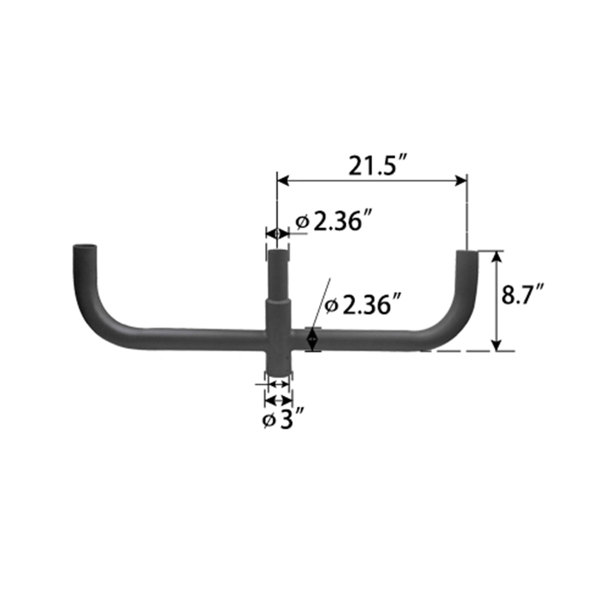 180 Degree Round Triple Bullhorn Tenon for 3 fixtures