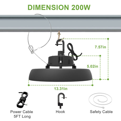 LFD Lighting 200W UFO LED High Bay-28,000 Lumens-400W MH Equivalent-CCT 5000K-For Warehouse Lighting