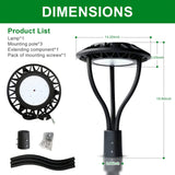 LFD Lighting 20W/30W/40W/60W Selectable LED Post Top Light-Outdoor Waterproof-5 Years Warranty-Compatible Photocell