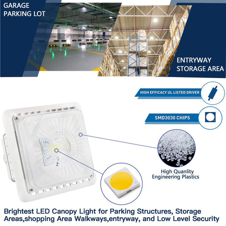 LFD Lighting 55W LED Parking Garage Canopy Light-175W Metal Halide Equivalent-5000K-DLC UL Listed