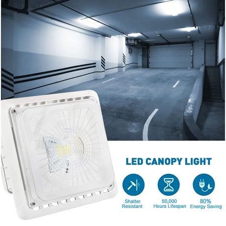 LFD Lighting 55W LED Parking Garage Canopy Light-175W Metal Halide Equivalent-5000K-DLC UL Listed