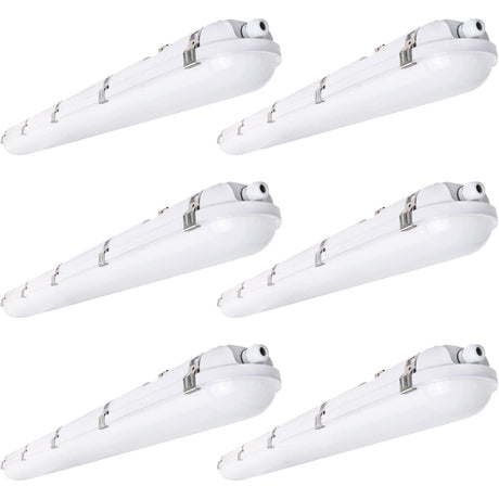 6 Pack-4FT LED Vapor Tight Light,Wattage 30W/40W 60W CCT 3000K/4000K/5000K LED Vapor Proof 4ft Light Fixture for Cold Storage Facilities, Car Washes, Parking Garages, ETL Listed